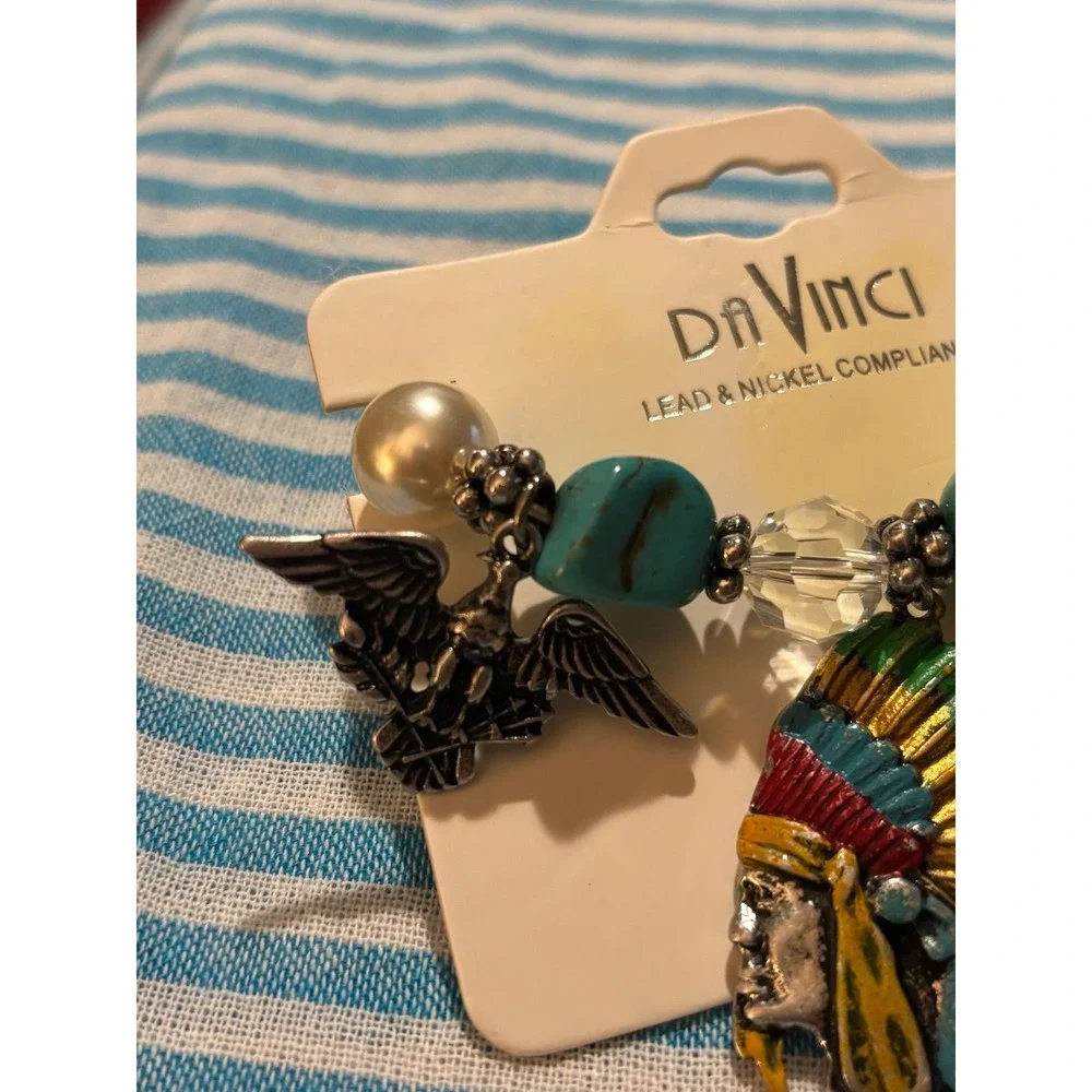 #18. Faux Turquoise Pearl Beaded Chief Bracelet